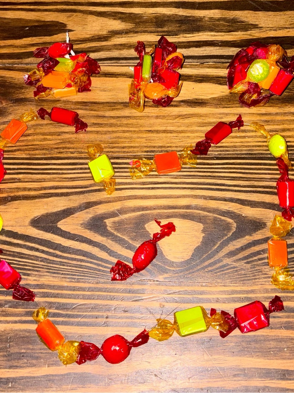 RARE Festive Vintage ChristmasCandy Garland  & Candy Picks